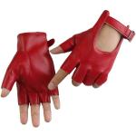 Rote Punk Fingerlose Handschuhe & Halbfinger-Handschuhe aus Leder für Damen Einheitsgröße 