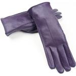 Violette Touchscreen-Handschuhe aus Leder für Damen Größe L für den für den Winter 