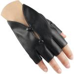 Schwarze Hip Hop Fingerlose Handschuhe & Halbfinger-Handschuhe aus Leder für Damen Einheitsgröße 