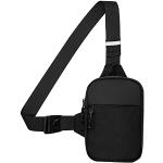 Schwarze Bodybags mit Reißverschluss aus Nylon mit Handyfach für Herren klein 