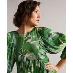 Grüne Langärmelige Ted Baker Rundhals-Ausschnitt Sommerkleider für Damen Größe S 