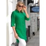 Grüne bader Tunika-Blusen mit Knopf aus Leinen für Damen Größe S für den für den Sommer 