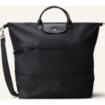 Schwarze LONGCHAMP Le pliage Damenreisetaschen mit Reißverschluss aus Leder klappbar 