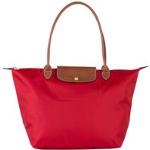 Rote LONGCHAMP Le pliage Lederhandtaschen mit Reißverschluss aus Leder mit Innentaschen für Damen 