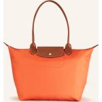 Orange LONGCHAMP Le pliage Lederhandtaschen mit Reißverschluss aus Leder mit Innentaschen für Damen 