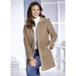 Kamelbraune bader Maxi Boucle-Jacken aus Wolle mit Kapuze für Damen Größe XL 