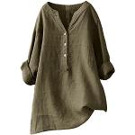 Reduzierte Braune Oversize Kurzärmelige V-Ausschnitt T-Shirts aus Musselin für Damen Größe 5 XL Große Größen für den für den Sommer 