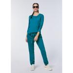 Reduzierte Blaue Langärmelige Damenlongsleeves & Damenlangarmshirts mit Knopf aus Baumwollmischung Größe S 