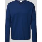 Blaue Langärmelige Mey V-Ausschnitt V-Shirts aus Baumwolle für Herren Größe L 