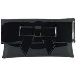 Schwarze Lack-Optik Clutches mit Reißverschluss aus Lackleder mit Innentaschen für Damen klein 