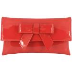 Rote Lack-Optik Clutches mit Reißverschluss aus Lackleder mit Innentaschen für Damen klein zur Hochzeit 