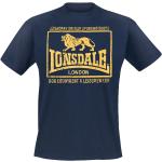 Dunkelblaue Kurzärmelige Lonsdale Rundhals-Ausschnitt T-Shirts mit Löwen-Motiv für Herren Größe 3 XL 