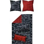 Rote Gestreifte Moderne Looks Winterbettwäsche mit Reißverschluss aus Textil 155x200 