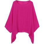 Reduzierte Pinke Karo Oversize Tunika-Blusen aus Chiffon für Damen Übergrößen Große Größen für den für den Herbst 