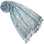 Pastellblaue Elegante Lorenzo Cana Bio Pashmina-Schals mit Fransen aus Pelz für Damen für den für den Sommer 