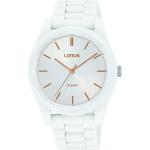 Reduzierte Weiße LORUS Stahlarmbanduhren mit Kunststoff-Uhrenglas für Damen 