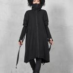 Schwarze Oversize Maxi Langmäntel aus Wolle für Damen Große Größen für den für den Winter 
