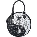 Schwarze Gothic Meme / Theme Ying Yang Vegane Lederhandtaschen mit Halloween-Motiv mit Reißverschluss aus Leder für Damen 