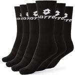 Lotto, 6 Paar Herren Tennis Socken, weiche Baumwolle, doppeltes atmungsaktives Fußband, elastische Fußgewölbestütze, OEKO-TEX zertifiziert, Schwarz, 39-42, Made in Italy