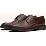 Braune Business Lottusse Runde Rahmengenähte Schuhe mit Schnürsenkel aus Rindsleder für Herren Größe 46,5 mit Absatzhöhe bis 3cm 