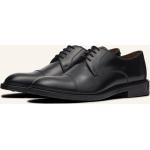 Schwarze Business Lottusse Runde Rahmengenähte Schuhe mit Schnürsenkel aus Rindsleder für Herren Größe 45 mit Absatzhöhe bis 3cm 