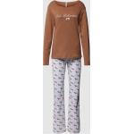 Kamelbraune Louis & Louisa Damenschlafanzüge & Damenpyjamas aus Baumwolle Größe XS 