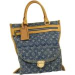 Blaue Vintage Louis Vuitton Lederhandtaschen aus Denim für Damen Klein 