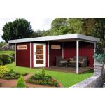 Rote Moderne Weka Lounge Gartenhäuser 28mm aus Fichte mit Anbau 