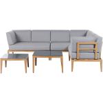 Lounge Set Aluminium heller Holzfarbton 6-Sitzer Auflagen grau RIMA