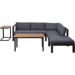 Großes Gartenmöbel Set schwarz Ecksofa Tisch Beistelltisch Kunstholz Messina