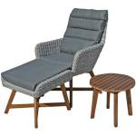 Reduzierte Graue Garden Pleasure Polyrattan Sessel aus Akazie Breite 50-100cm, Höhe 50-100cm, Tiefe 50-100cm 2-teilig 