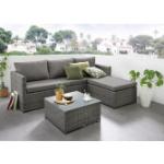 Graue Destiny Lounge Gartenmöbel & Loungemöbel Outdoor aus Polyrattan 3-teilig 4 Personen 