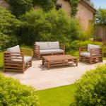 Reduzierte Braune Lounge Gartenmöbel & Loungemöbel Outdoor aus Massivholz Breite 100-150cm, Höhe 100-150cm, Tiefe 50-100cm 4-teilig 