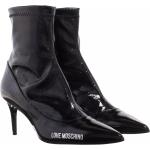 Reduzierte Schwarze MOSCHINO Love Moschino Spitze Pfennigabsatz High Heel Stiefeletten & High Heel Boots aus Leder für Damen Größe 40 