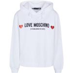Reduzierte Weiße Langärmelige MOSCHINO Love Moschino Damenpullover aus Baumwollmischung mit Kapuze Größe M 