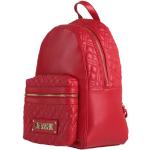 Rote Gesteppte MOSCHINO Love Moschino Damenrucksäcke mit Reißverschluss aus PU mit Außentaschen 
