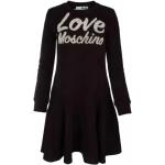 Reduzierte Schwarze Langärmelige MOSCHINO Love Moschino Mini Langarmkleider aus Baumwollmischung für Damen Größe L 