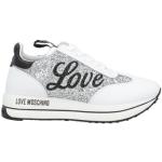 Reduzierte Weiße MOSCHINO Love Moschino Low Sneaker mit Schnürsenkel aus Leder Gefüttert für Damen Größe 40 für den für den Winter 