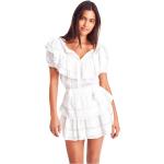 Reduzierte Weiße Mini Spitzenkleider mit Puffärmeln aus Baumwolle Handwäsche für Damen Größe M 
