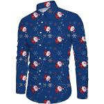 Reduzierte Langärmelige Button Down Kragen Herrenlangarmhemden mit Weihnachts-Motiv Größe XXL Weihnachten 