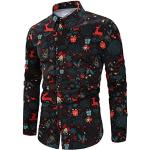 Langärmelige Button Down Kragen Herrenlangarmhemden mit Weihnachts-Motiv Größe XL Weihnachten 