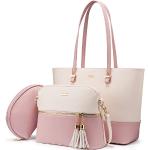 Reduzierte Rosa Elegante Handtaschen Sets mit Reißverschluss aus Kunstleder für Damen medium 