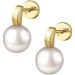 Silberne Elegante Perlenohrringe aus Silber mit Echte Perle für Damen 