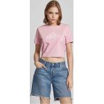 Low Lights Studios Cropped T-Shirt mit Label-Print Modell 'SUPERSTAR' (S Rosa)