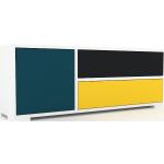 Lowboard Blaugrün - TV-Board: Schubladen in Gelb & Türen in Blaugrün - Hochwertige Materialien - 116 x 43 x 35 cm, Komplett anpassbar