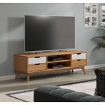 Hellbraune Moderne Nachhaltige TV-Lowboards & Fernsehtische aus Massivholz mit Schublade Breite 100-150cm, Höhe 100-150cm, Tiefe 0-50cm 