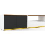 Lowboard Graphitgrau - TV-Board: Schubladen in Weiß & Türen in Graphitgrau - Hochwertige Materialien - 152 x 41 x 35 cm, Komplett anpassbar
