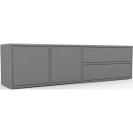 Lowboard Grau - TV-Board: Schubladen in Grau & Türen in Grau - Hochwertige Materialien - 154 x 41 x 35 cm, Komplett anpassbar