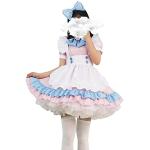 LRWEY Damen Mode Dienstmädchen-Outfit Niedlich Maid Outfit Cosplay Kostüm Kleid Set Abend Maid Kleid, rose, XXXXXL