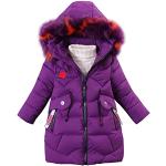 Violette Gesteppte Winddichte Atmungsaktive Kinderkapuzenmäntel für Mädchen Größe 134 für den für den Winter 